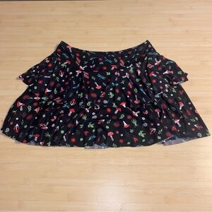 Midnight Hour Ruffle Mushroom Cottagecore Botanical Layered Skirt Womens Large
